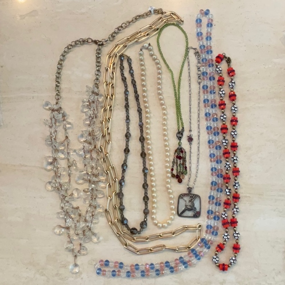 Necklaces Lot Of 8 Necklace Beaded Beads Pearls Gold Chains Assortment